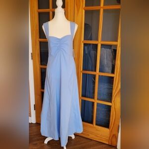 NWT Stitchdrop Nordstrom Size Large Cutout Gathered Back Light Blue Dress